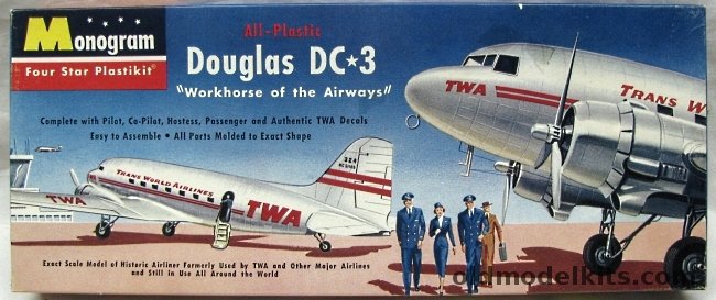Monogram 1/90 TWA Douglas DC-3 - Four Star Issue, PA9-98 plastic model kit